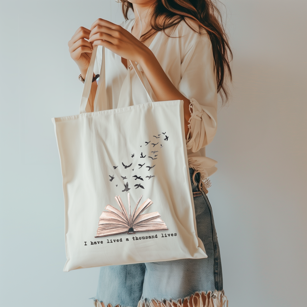 I Have Lived a Thousand Lives Bookish Canvas Tote