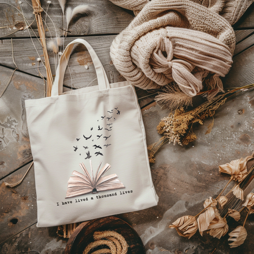 I Have Lived a Thousand Lives Bookish Canvas Tote